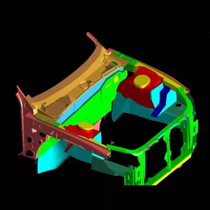 Lisovací nástroje pro montáž automobilového motorového prostoru