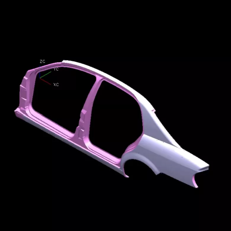 Automobilový lis na pravé straně panelu